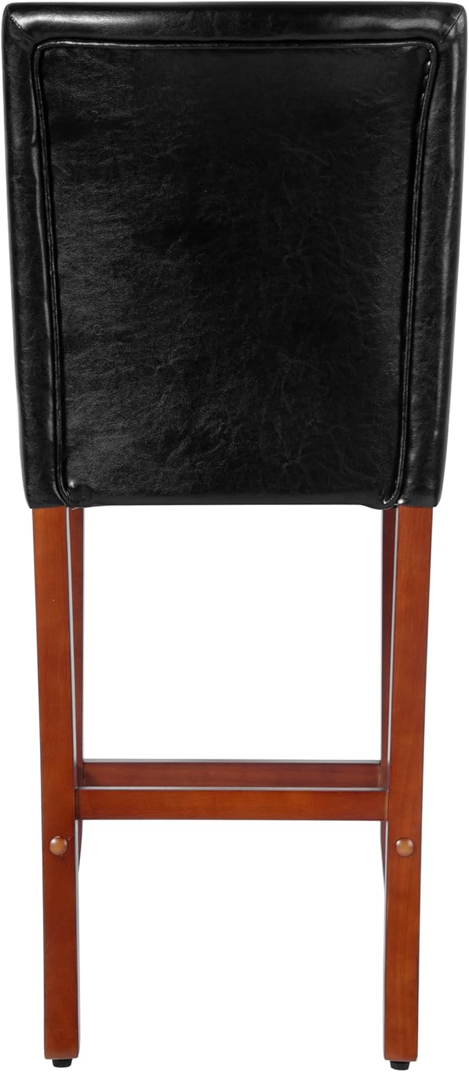 HomePop Home Decor Classic Counter Height Bar Stool, Set of 1, 29 Inch, Faux Leather Upholstered, Decorative Home Furniture, Black