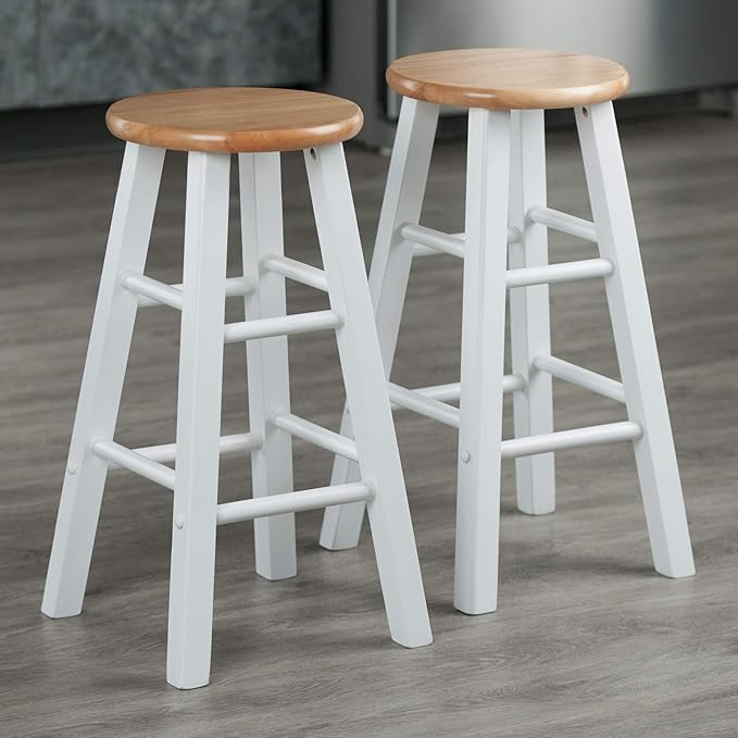 Winsome Element Counter Stools, Natural & White, 24", 2 Piece Set