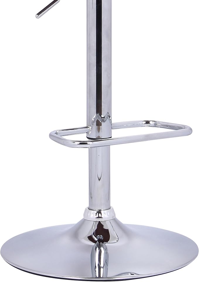 Armen Living Aubrey Barstool in Cream Faux Leather, Walnut Wood and Chrome Finish