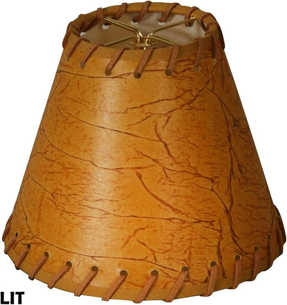 Royal Designs, Inc. CS-970-6-6 Faux Leather Empire Chandelier Shade with Whipstitch Trim, 3 x 6 x 5, Dark Brown, 6-Pack