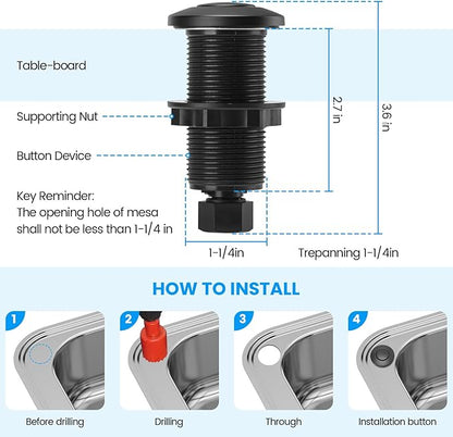 Garbage Disposal Air Switch Kit Dual Outlet Sink Top Waste Disposal Long Stainless Steel Black On/Off Air Button Food and Waste Disposals Part by Briidea, UL Listed