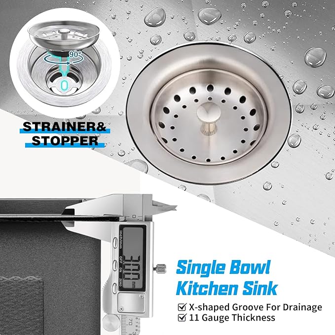 22x18 Inch Kitchen And Bar Sink - Stainless Steel Drop In Small Single Bowl Kitchen Sink With Bottom Grid,Soap Mat And Drain Assembly Set
