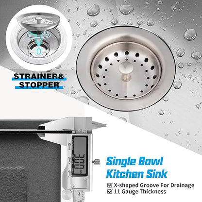 22x18 Inch Kitchen And Bar Sink - Stainless Steel Drop In Small Single Bowl Kitchen Sink With Bottom Grid,Soap Mat And Drain Assembly Set