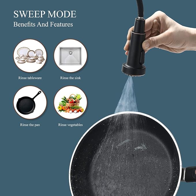 Bronze Kitchen Faucet with Pull Down Sprayer, Oil Rubbed Bronze Single Handle High Arc Commercial Farmhouse Kitchen Sink Faucet with Deck Plate