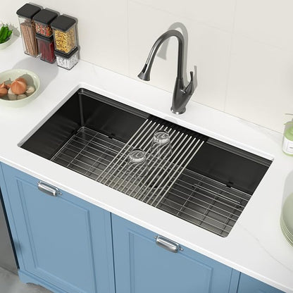 36 Undermount Black Kitchen Sink Workstation 16 Gauge Stainless Steel 9 In Deep Kitchen Sinks with Practical Accessories