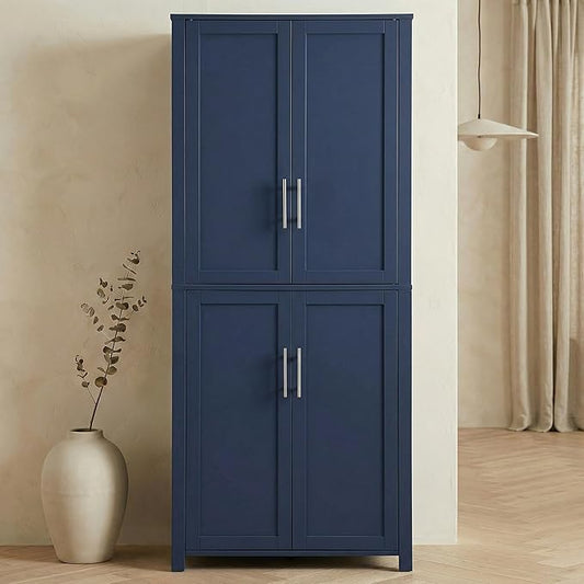 Casaphoria Kitchen Pantry Cabinet, 67" Tall Freestanding Kitchen Cabinet with 4 Adjustable Shelves, 28" W Storage Cabinet for Kitchen Pantry Organization (Navy Blue, Single)