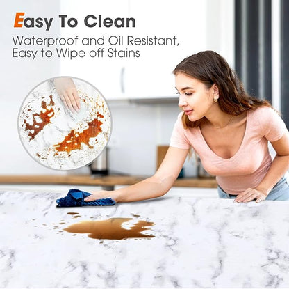 Drawer and Shelf Liner, Non-Slip Kitchen Cabinet Liners Non-Adhesive Thick Strong Grip Waterproof Washable Mats Protect Dresser Shelves Cupboard Bathroom Cabinets, White Marble, 12 in X 30 FT