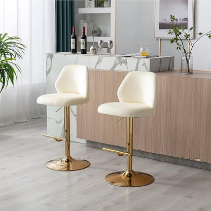 Wycian Swivel Vanity Stool, Bar Stools for Kitchen Island with Back 2PCS Fabric Foam Adjustable Swivel Living Room Bedroom Dining Rooms
