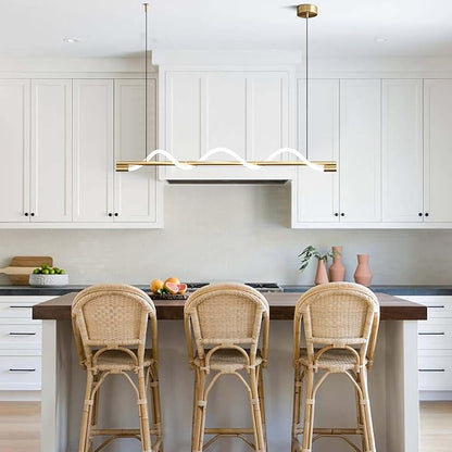 KCO Lighting Modern LED Dining Light Fixtures Ceiling Hanging Linear Pendant Lights Kitchen Island Gold Chandelier Light Fixture Minimalist Linear Pendant Light Dimmable