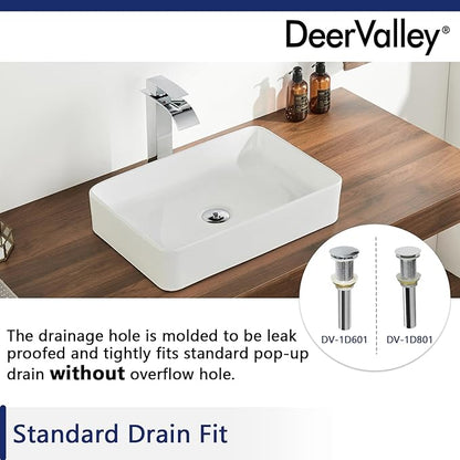 DeerValley DV-1V032 Ally White Ceramic Rectangular Vessel Bathroom Sink
