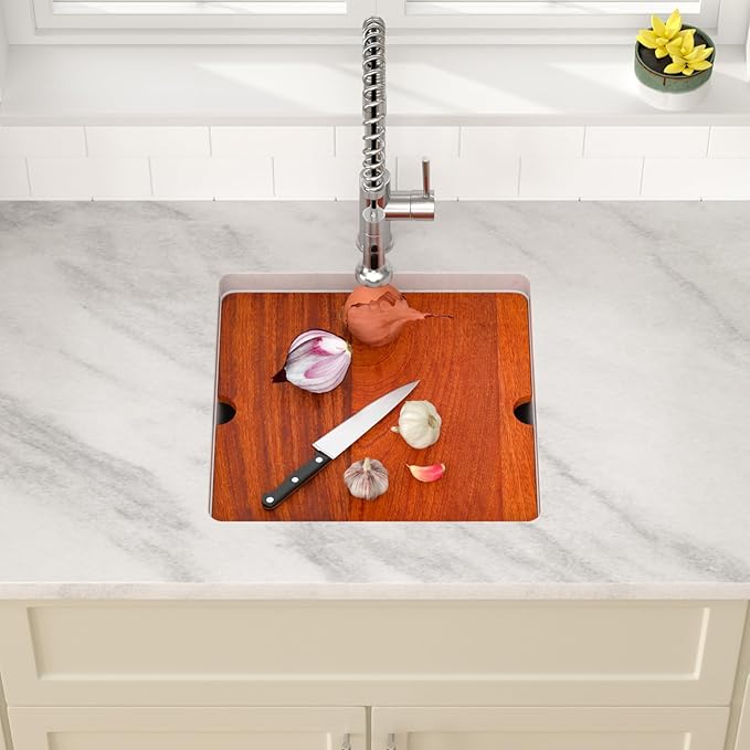 Dcolora 18 In. Undermount Granite Composite Bar Sink Single Bowl Workstation, White Quartz Kitchen Sink, 18" x 18" x 10" #DC-GU0001WS