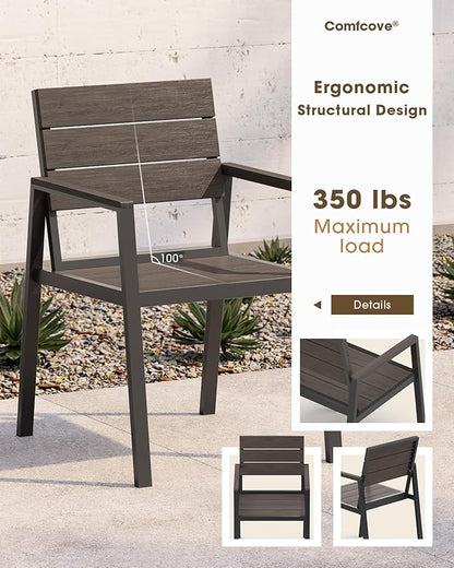 Outdoor Dining Chiars Set of 2, Aluminum Patio HDPS Outdooor Dining Chiars, All Weather Patio Furniture Set (Charcoal)