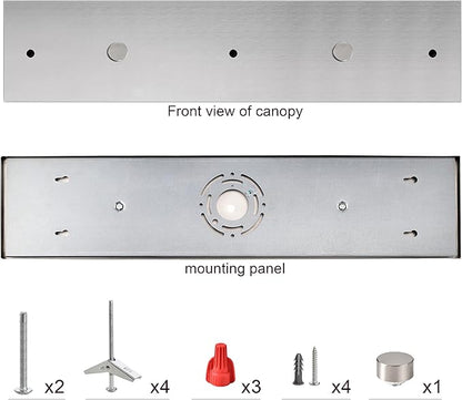 Three Pendant Light Linear Canopy Accessory Light Kit, 26 inch Flush Mount Cluster Canopy, Hanging 3 Lights with One Outlet Box for Kitchen Island, Mounting Hardware Included, Brushed Nickel