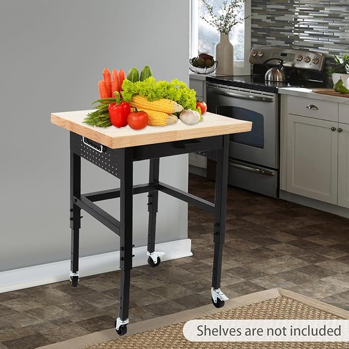 Solid Rubber Wood Table Top,24x18x1.5 in Standard Rectangular Countertop,Large Butcher Block Countertop for DIY Desktop,Washer Counter,Kitchen Island,Bakery Worktable