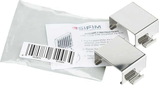 snap-on clip adapter accessory. Retrofits commercial kitchen exhaust grease range hood filters to specific hanging hook type hood manufacturers and high airflow applications