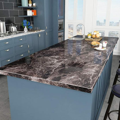 Livelynine 36 Inch Kitchen Countertop Contact Paper Waterproof Dark Marble Contact Paper for Countertops Peel and Stick Wallpaper Bathroom Counter Top Vinyl Wrap Laminate Desk Table Cover Removable