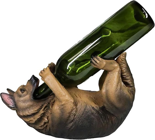 Ebros Lifelike Purebreed Pedigree Canine Adorable German Shepherd Dog Wine Bottle Holder Figurine Statue As Kitchen Wine Cellar Centerpiece Decor Storage Organizer (German Shepherd)