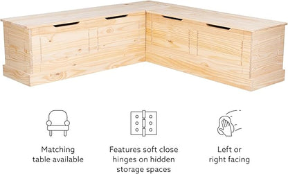 Linon Harris Unfinished Wood Backless Nook with Interior Storage
