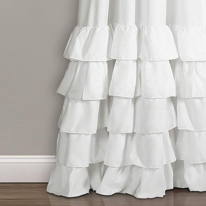 Lush Decor Allison Ruffle Light Filtering Window Curtain Panels Pair 40" W x 108" L White - Coquette Curtains for Bedroom - Drapes - Ruffle Curtains Kids