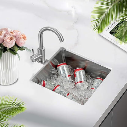 13 Inch Bar Sink Undermount 13x15 Kitchen Single Bowl Stainless Steel Small Sink Modern RV Sinks with Faucet Combo
