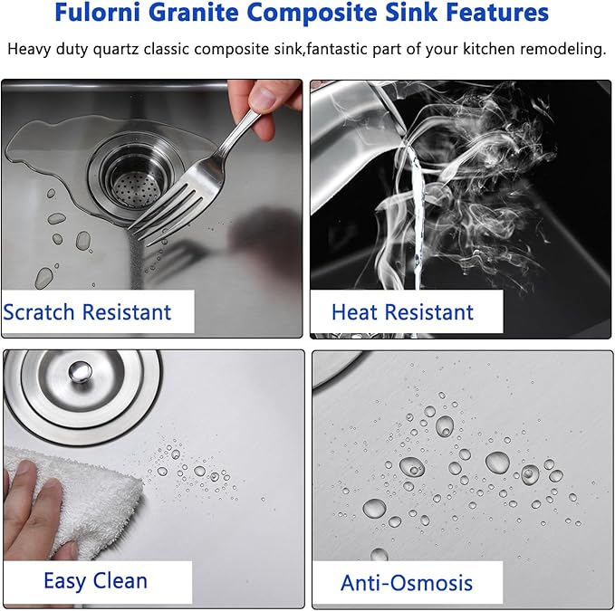 Friho 33x22 Inch Drop in Kitchen Sink, Single Bowl Workstation Handmade Farmhouse Topmount Stainless Steel Kitchen Sink with Dish Grid,Dish Drainer,Cutting Board Basket Strainer