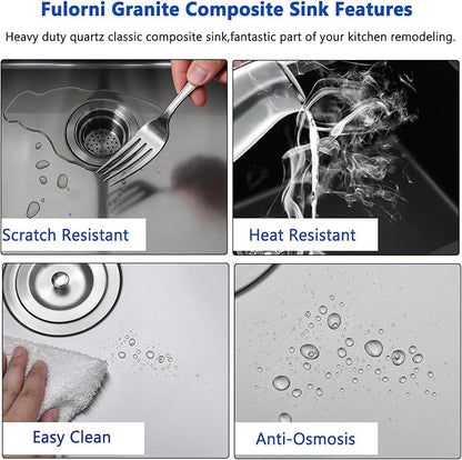Friho 33x22 Inch Drop in Kitchen Sink, Single Bowl Workstation Handmade Farmhouse Topmount Stainless Steel Kitchen Sink with Dish Grid,Dish Drainer,Cutting Board Basket Strainer