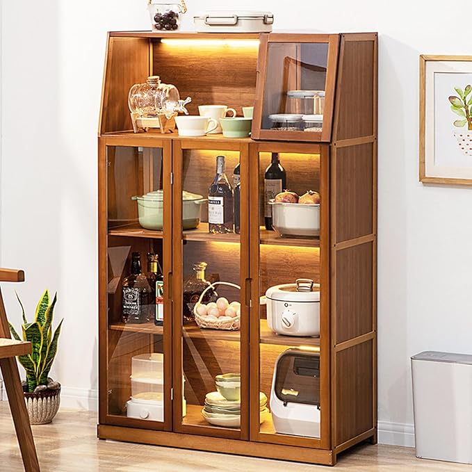 JSDMBD Kitchen Storage Cupboard, Pantry and Freestanding Cabinets, Dustproof and Easy to Clean, Kitchen Island for Spices, Pots and Pans, Storage Shelf for Kitchen, Living Room and Dinning Room