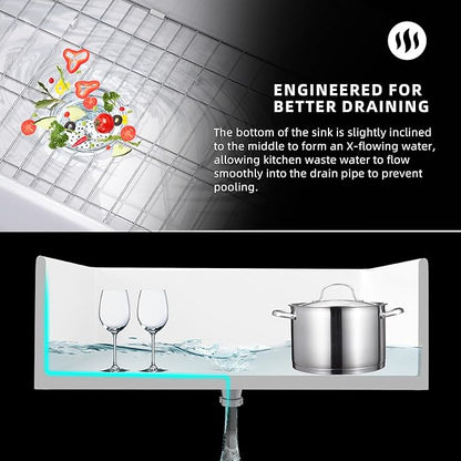 Farmhouse Sink 30 inch Undermount Fireclay Farm Kitchen Sink Single Bowl Apron Front Sinks Big Deep Capacity Accessory Kit Included
