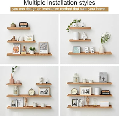 Oak Floating Shelves Natural Wood Wall Mounted Display Picture Ledge Wall Shelf for Home Office Living Room Bedroom Storage Shelf 4X36 inch