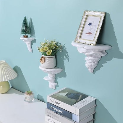 UITWMKTG 1 Pack Mushroom Shelves Floating Shelf Cottage Core Wall Decor Cute Hanging Shelf for Home Living Room Bedroom Kitchen Unique Wall Decor White