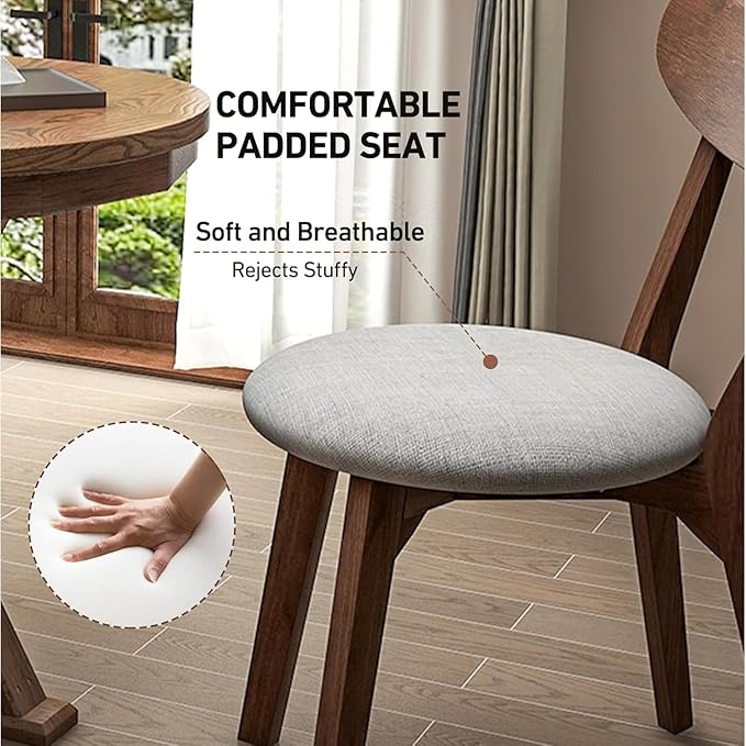 NAFORT Dining Chairs Set of 4 with Curved High Back Soft Cushion, Mid-Century Modern Fabric Upholstered Kitchen & Dining Room Chairs, 4 Kitchen Chairs for Living Room, Restaurant