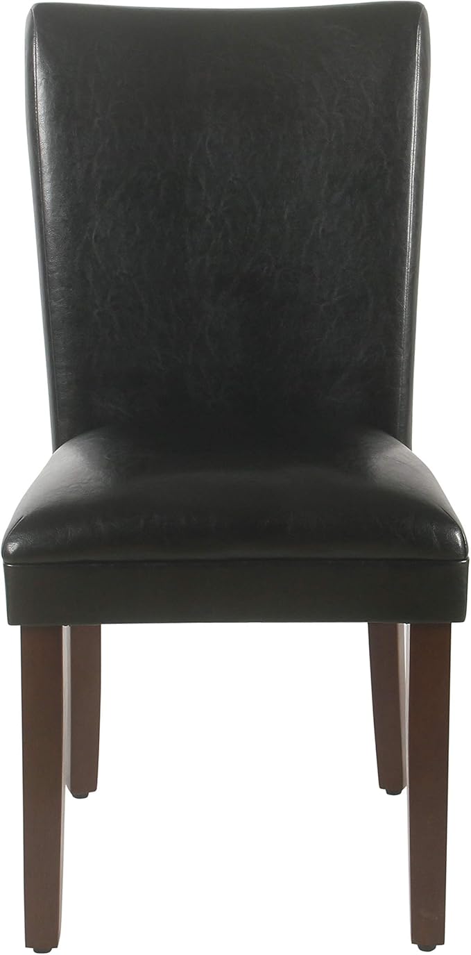 HomePop Parsons Upholstered Accent Dining Chair, Set of 2, Black Faux Leather