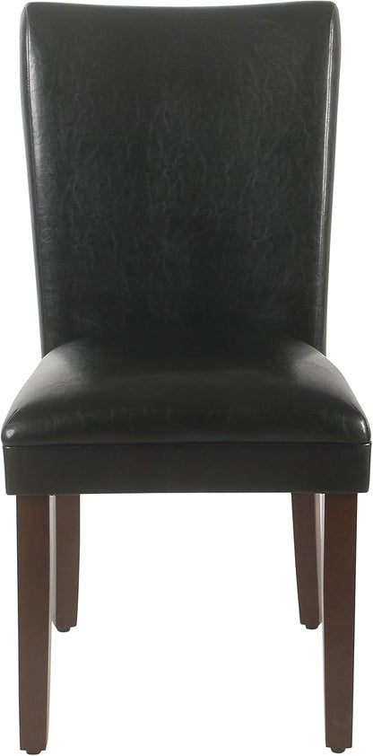 HomePop Parsons Upholstered Accent Dining Chair, Set of 2, Black Faux Leather