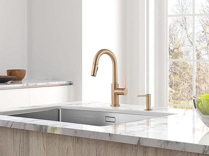AguaStella AS32CPB Champagne Bronze Bar Faucet or Prep Kitchen Sink Faucet with Pull Down Sprayer and Single Handle
