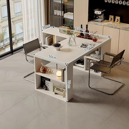 Island Table Modular Extendable Desk & Kitchen Island with Open Cubby Storage(Medium)