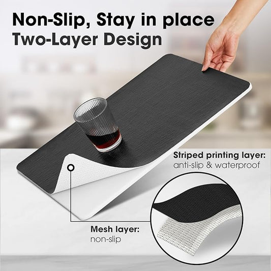 Drawer and Shelf Liner, Non-Slip Kitchen Cabinet Liners Non-Adhesive Thick Strong Grip Waterproof Washable Mats Protect Dresser Shelves Cupboard Bathroom Cabinets, Black, 18 in X 30 FT