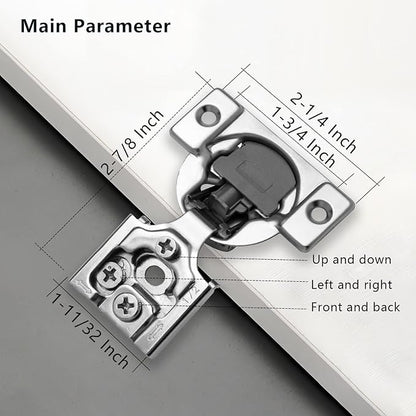 1/2 Inch Overlay Soft Close Cabinet Hinges, 2 Pack Slow Soft Close Hinges for Kitchen Cabinets Satin Nickel Hidden Self Closing Kitchen Cabinet Hinges