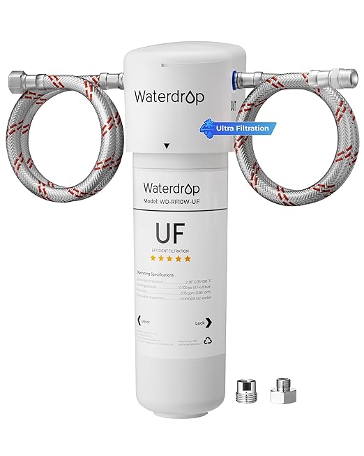 Waterdrop 10UAW-UF 0.01 μm Ultra Filtration Under Sink Water Filter System, 1 Year, Reduces Lead, Chlorine, Bad Taste & Odor, Connects Directly to Your Faucet