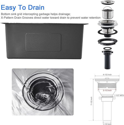 MENATT 22-inch Drop in Kitchen Sink Brushed, SUS304 Stainless Steel Topmount Kitchen Bar Prep Sink, Single Bowl Workstation Kitchen Sinks, 22" x 18" x 9"