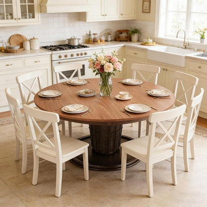 Wood Round Foldable Table Top Only Large Portable Tabletop for Desktop Transformation 47 51 55 59 63 71 inch 4-Fold Folding Round Table Top Extender Space Saving for Family Dinners(Light Walnut,55")