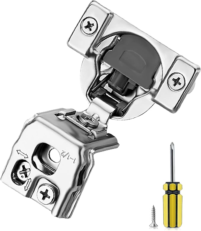 Ravinte 10 Pack 5 Pair 1-1/2 inch Overlay Soft Close Hidden Door Hinge for Kitchen Cabinet Stainless Steel Adjustable Satin Nickel Hardware