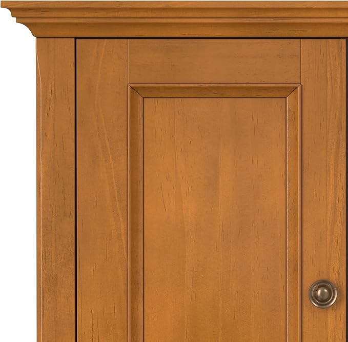 SIMPLIHOME Amherst Storage Cabinet - 32 inch Wide Solid Wood 2-Shelf Low Storage Unit in Light Golden Brown, Transitional Console or Accent Cupboard for Living Room or Entryway with Adjustable Shelves
