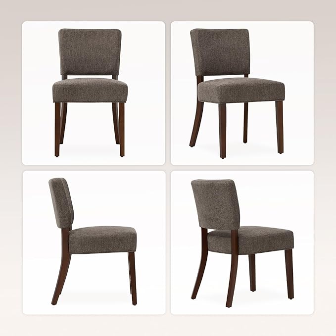 MALOL Upholstered Dining Chairs Set of 2, Fabric Kitchen Chairs with Padded Seat & Back, Solid Wood Legs, Modern Simple Dining Room Chairs for Kitchen, Dining Room, Living Room, Brown