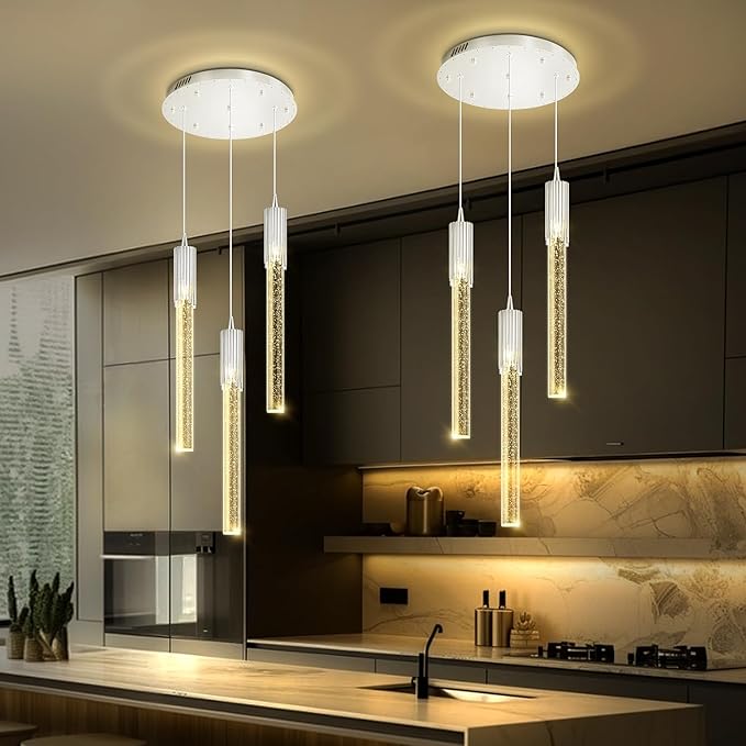 Flashing God 3 Light Pendants Light for Kitchen Island Dining Room Pendant Lighting Fixture Mini Crystal Chandelier Ceiling Hanging Lights for Bedroom Island Kitchen