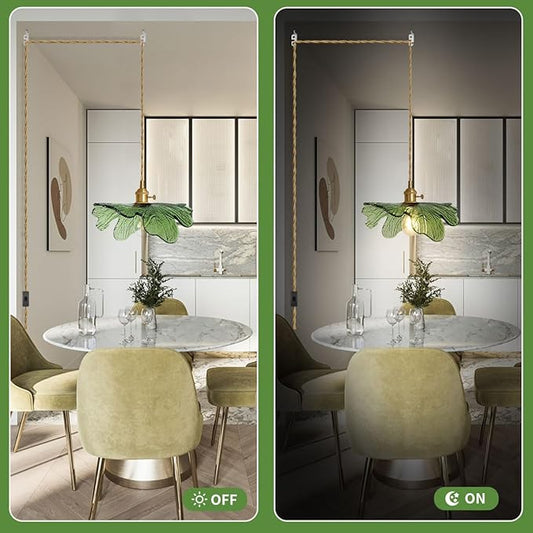 Plug in Pendant Light Green Glass Pendant Lighting 14.75ft Hanging Light with Plug in Cord 1-Light Hand Blown Brass Pendant Light Plug in Hanging Lamp for Kitchen Bedroom Living Dining Room