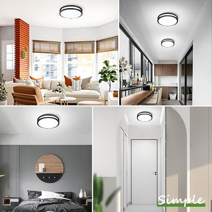 GoBright 16 Inch 50W LED Ceiling Lights, Dimmable Black Flush Mount Ceiling Light, 2700K/3000K/4000K/5000K/6500K Adjustable, 5400LM Super Bright Ceiling Lamp for Bedroom Kitchen Office, 1-Pack