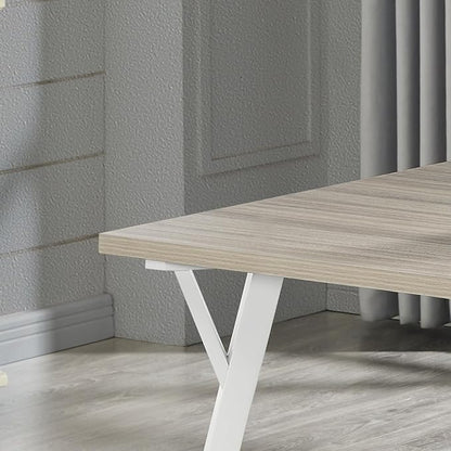 White and Natural Wood Rectangular Dining Table by Alwynn Ideal for Dining Rooms and Kitchen Islands