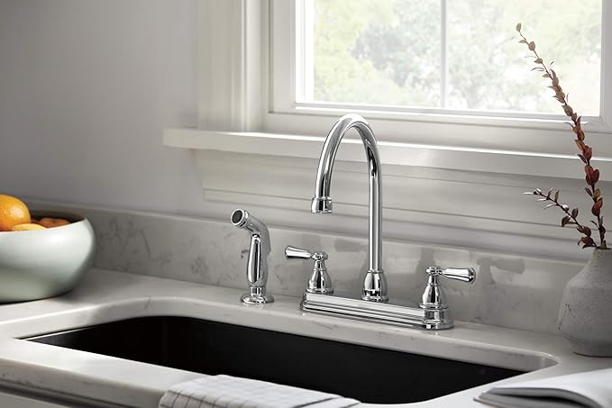 Peerless P2865LF Elmhurst Two-Handle Kitchen Faucet with Spray Deck-Mount, Chrome