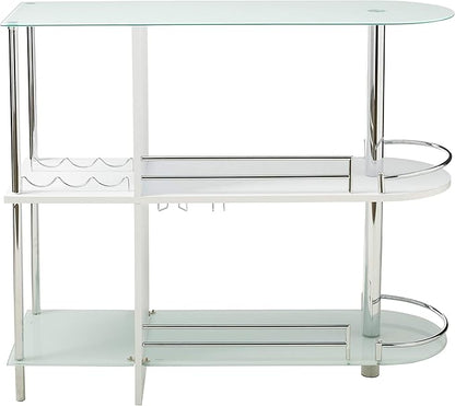 Kings Brand Furniture Bar Table with Two Tempered Glass Shelves, White