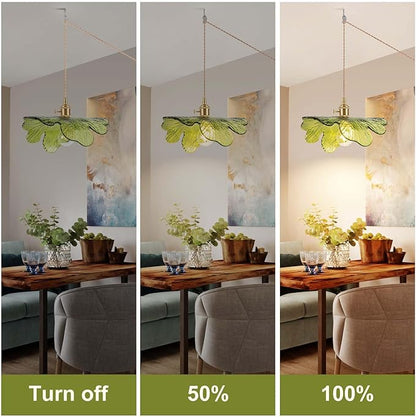 Plug in Pendant Light Fixtures,Hanging Light Fixture 12.9in Green Glass Pendant Light,E26 Pendant Lighting for Kitchen Island, Bedroom, Dining Room, Living Room